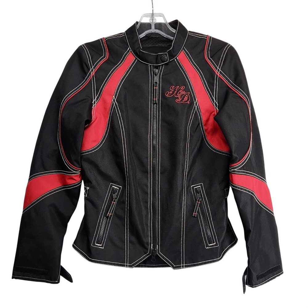 Harley Davidson XS Black Red Willie G Skull Moto polyester Jacket Biker Riding